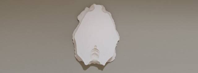 Gipsen 3D kunst wit met hol en bol relief.